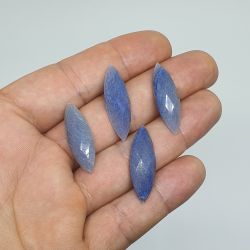 Quartzo Azul Navete Cabochão Facetado 30x10 mm Preço Unitário