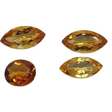 17,52 ct Lote 4 Peças Citrino Sul Lapidado cor extra