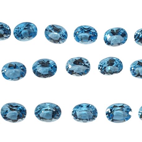Pedra Topázio Azul Facetado Oval 5x4 Mm Kit 20 Peças