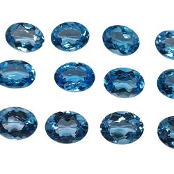 Pedra Topázio Azul Facetado Oval 8x6 Mm Kit 10 Peças