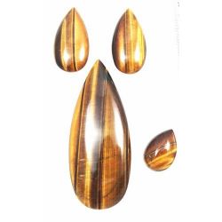 Conjunto De Olho De Tigre Gota Gigante Cabochão - 4 Peças