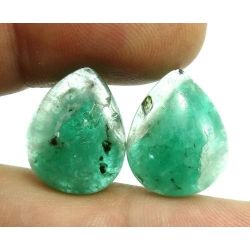 21,03 Cts Conjunto Esmeralda Bicolor Gota 18x14 Mm Cabochão