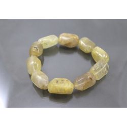 Pulseira Elástica Ajustável  Pedra Quartzo Rutilado Dourado